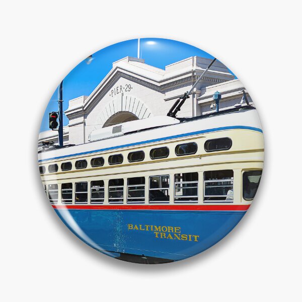 Item preview, Vintage PCC Baltimore Transit tram in front of Pier 29 in San Francisco designed and sold by By Sanata Photography.