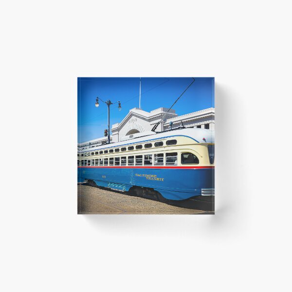 Item preview, Vintage PCC Baltimore Transit tram in front of Pier 29 in San Francisco designed and sold by By Sanata Photography.