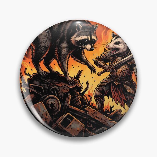 Item preview, Jimothy Duelling a Possum Knight on a Heap of Scrap Metal Funny Raccoon Tee designed and sold by Senpaiwaves.