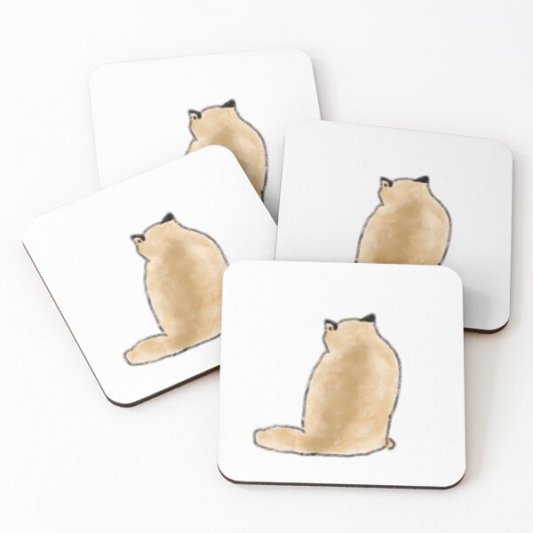 Item preview, Minimalist Fluffy Tan Cat Sitting Back View designed and sold by raun.draw.