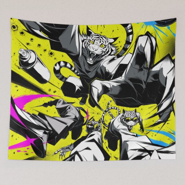 Item preview, Graffiti Cats in Neon Flight (V2) designed and sold by SabaMirzique.