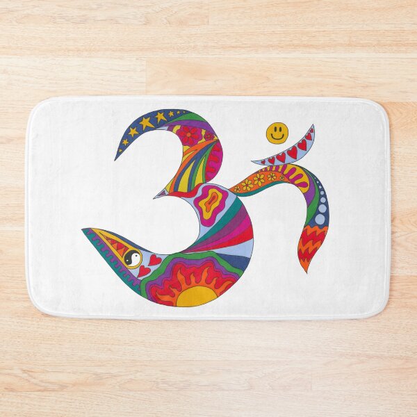 Item preview, Psychedelic Om Art White– Retro Hippie Rainbow Groovy Peace Design designed and sold by Kellie Espie Art.