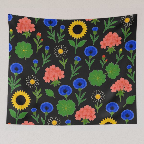 Item preview, French Countryside Sunflower & Cornflower Pattern - Vibrant Summer Garden Illustration - Aesthetic Floral Decor designed and sold by BelievingCreate.