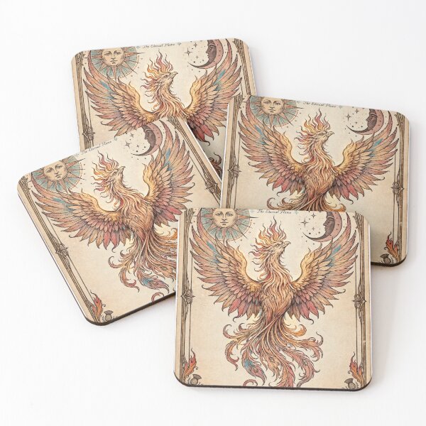 Item preview, The Phoenix Tarot Card - XIII Rebirth Vintage Occult Art Nouveau - The Eternal Flame designed and sold by ExpressoJungle.
