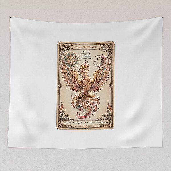 Item preview, The Phoenix Tarot Card - XIII Rebirth Vintage Occult Art Nouveau - The Eternal Flame designed and sold by ExpressoJungle.