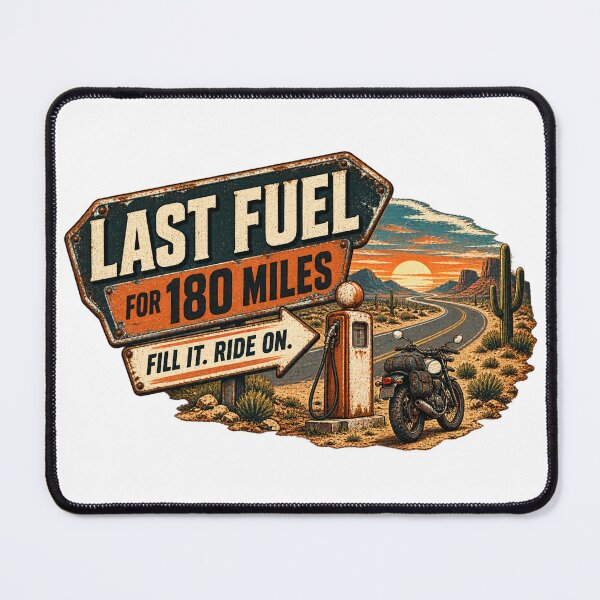 Item preview, Last Fuel 180 Miles Retro Motorcycle Road Trip Design designed and sold by TorqueTheoryLab.