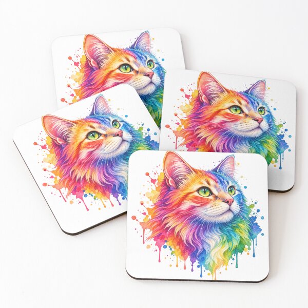 Item preview, Rainbow Splash Cat T-Shirt | Colorful Watercolor Kitty Graphic | Artistic Cat Lover Tee | Vibrant Paint Drip Design | Cute Pet Gift designed and sold by cozydrops.