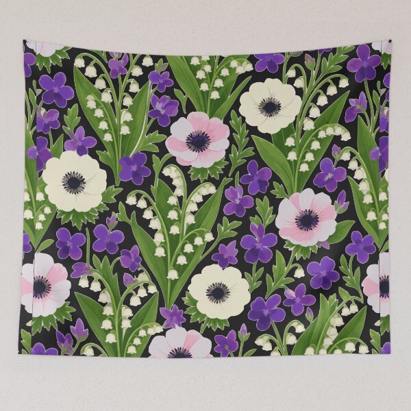Item preview, Romantic French Garden Lily of the Valley & Anemone Pattern - Elegant Spring Illustration - Luxury Boutique Decor designed and sold by BelievingCreate.