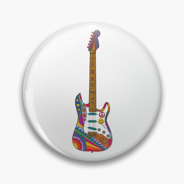 Item preview, Psychedelic Guitar Art White– Retro Hippie Rainbow Groovy Peace Design designed and sold by Kellie Espie Art.