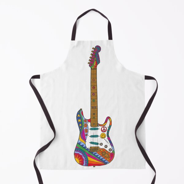 Item preview, Psychedelic Guitar Art White– Retro Hippie Rainbow Groovy Peace Design designed and sold by Kellie Espie Art.