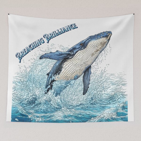 Item preview, Breaching Brilliance - Majestic Humpback Whale Ocean Art designed and sold by ScenicRoute66.