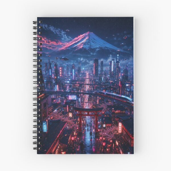 Item preview, Cyberpunk Mt. Fuji Neo Tokyo Nightscape Art designed and sold by vekotpu.