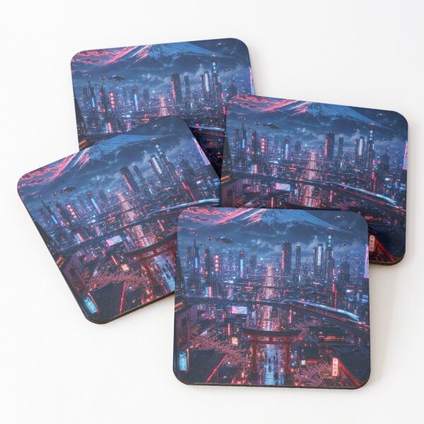 Item preview, Cyberpunk Mt. Fuji Neo Tokyo Nightscape Art designed and sold by vekotpu.