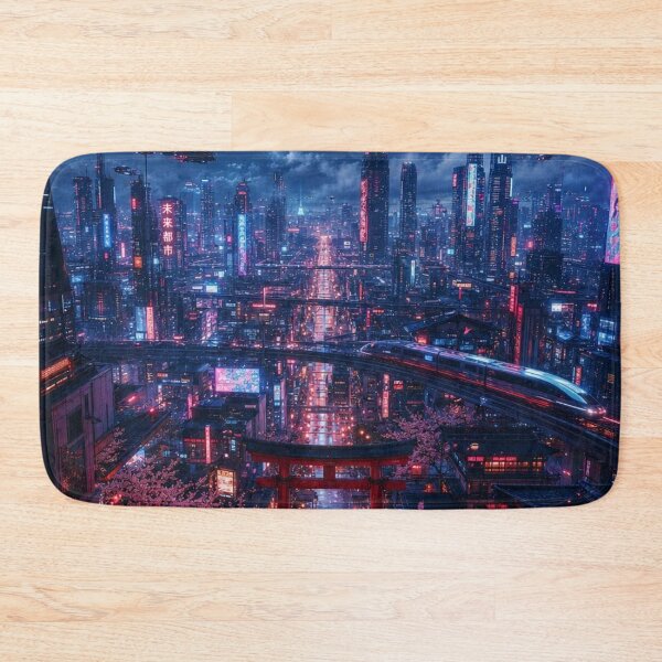 Item preview, Cyberpunk Mt. Fuji Neo Tokyo Nightscape Art designed and sold by vekotpu.