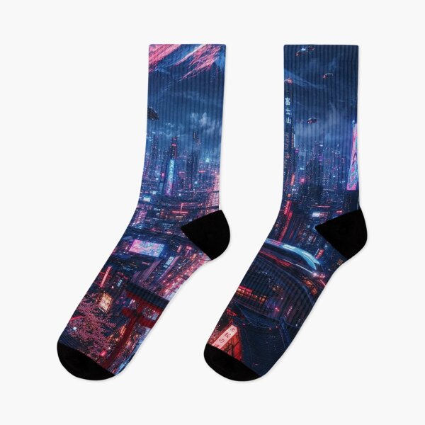Item preview, Cyberpunk Mt. Fuji Neo Tokyo Nightscape Art designed and sold by vekotpu.
