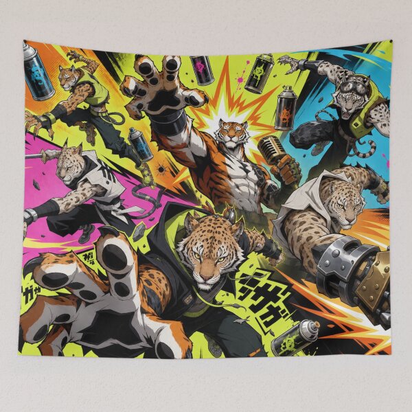Item preview, Graffiti Cats in Neon Flight (V5) designed and sold by SabaMirzique.