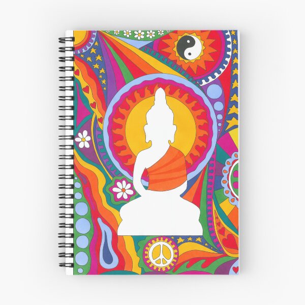 Item preview, Psychedelic Buddha Art White – Retro Hippie Rainbow Groovy Peace Design designed and sold by Kellie Espie Art.