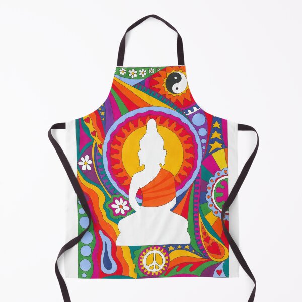 Item preview, Psychedelic Buddha Art White – Retro Hippie Rainbow Groovy Peace Design designed and sold by Kellie Espie Art.