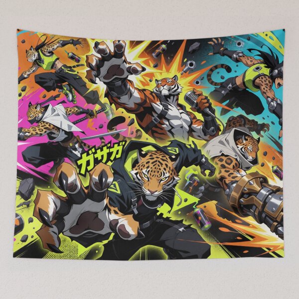 Item preview, Graffiti Cats in Neon Flight (V6) designed and sold by SabaMirzique.