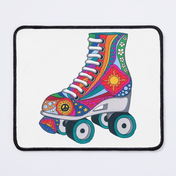 Item preview, Psychedelic Roller Skate Art White– Retro Hippie Rainbow Groovy Peace Design designed and sold by Kellie Espie Art.