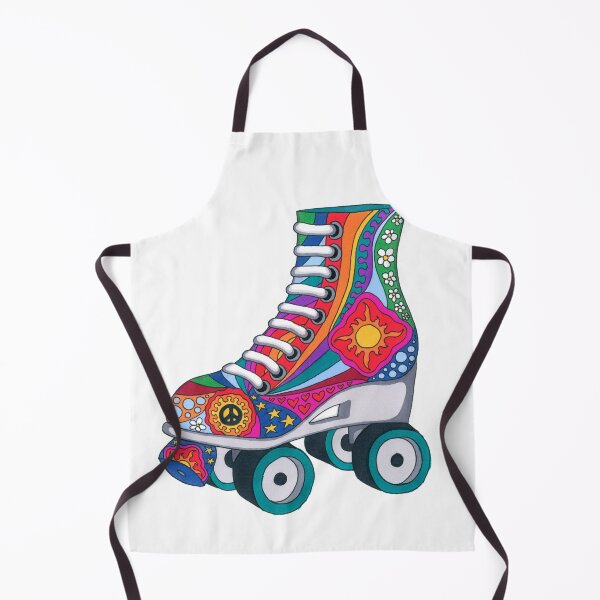 Item preview, Psychedelic Roller Skate Art White– Retro Hippie Rainbow Groovy Peace Design designed and sold by Kellie Espie Art.