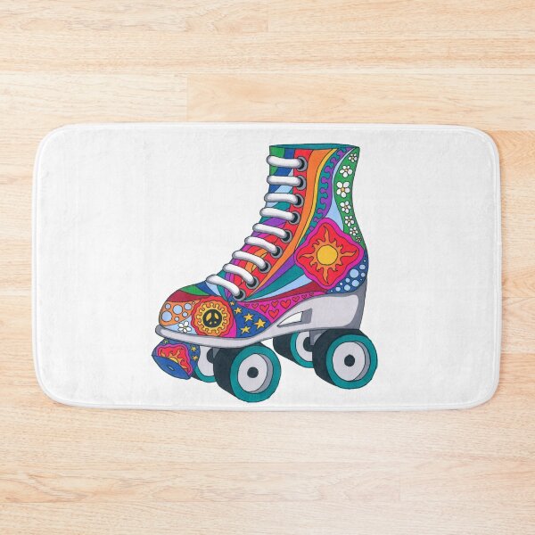 Item preview, Psychedelic Roller Skate Art White– Retro Hippie Rainbow Groovy Peace Design designed and sold by Kellie Espie Art.
