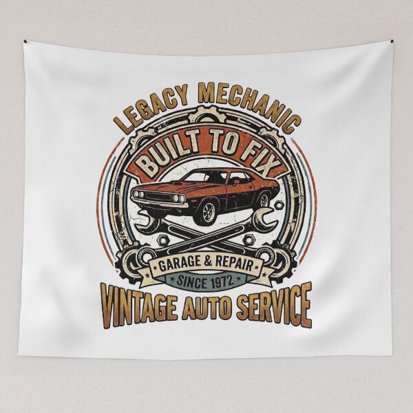 Item preview, Built to Fix – Vintage Mechanic Garage T-Shirt designed and sold by abdlhakim taoufik.