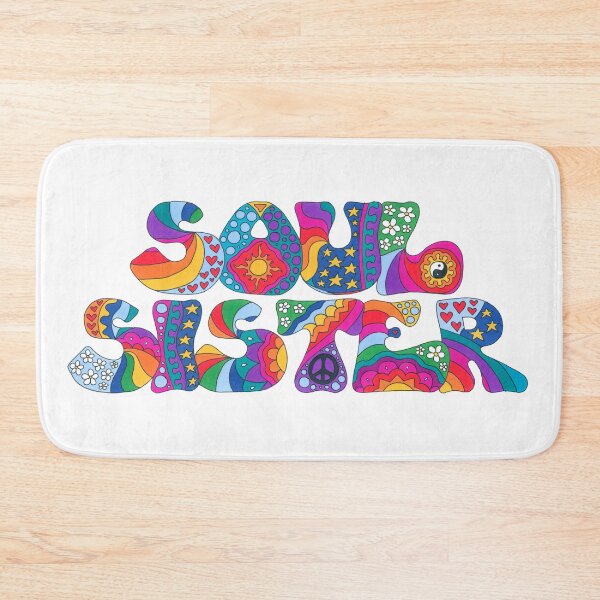 Item preview, Psychedelic Soul Sister Art White– Retro Hippie Rainbow Groovy Peace Design designed and sold by Kellie Espie Art.