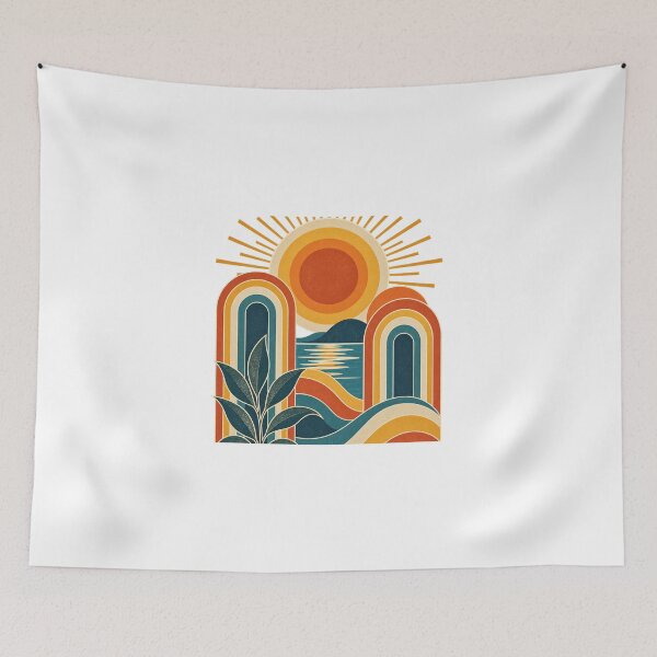 Item preview, Retro Abstract Sunset Landscape designed and sold by RetroPop23.