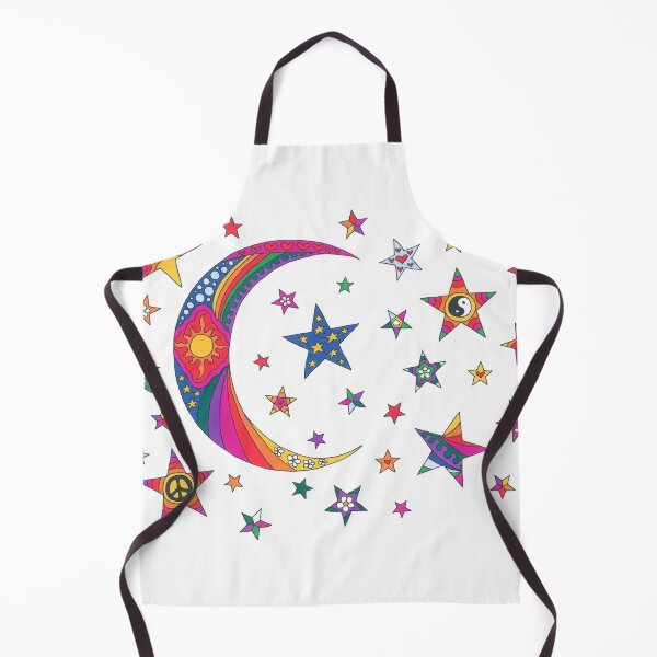 Item preview, Psychedelic Crescent Moon Art White– Retro Hippie Rainbow Groovy Peace Design designed and sold by Kellie Espie Art.