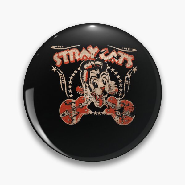 Item preview, Rockabilly Cat Character With Two Red Guitars And Stars designed and sold by SADDIQ13.