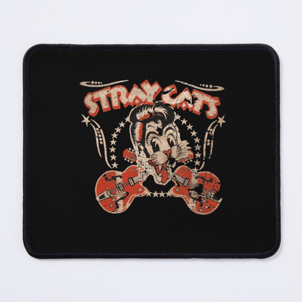 Item preview, Rockabilly Cat Character With Two Red Guitars And Stars designed and sold by SADDIQ13.