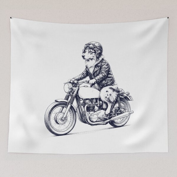 Item preview, Funny Australian Shepherd Motorcycle Motorbike Dog Lover designed and sold by dian-rody-crest.