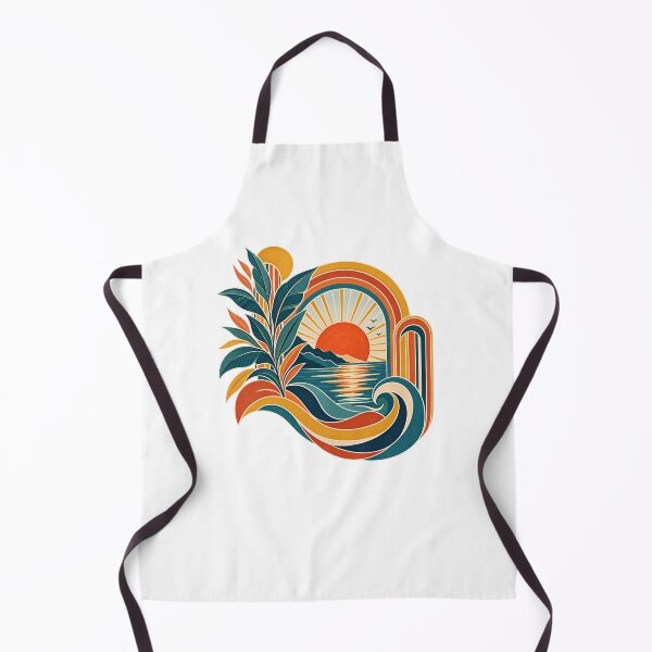 Item preview, Retro Ocean Sunset Botanical Landscape designed and sold by RetroPop23.
