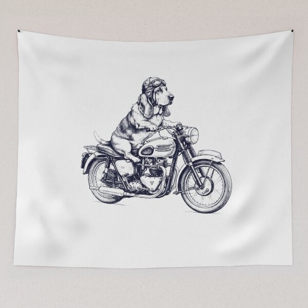 Item preview, Funny Basset Hound Motorcycle Motorbike Dog Lover designed and sold by dian-rody-crest.