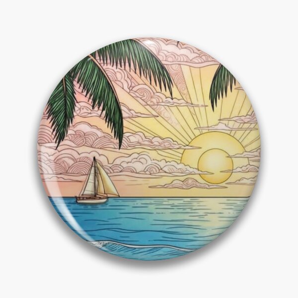 Item preview, Sunset Sail - Tropical Beach and Palm Tree Serenity designed and sold by ScenicRoute66.