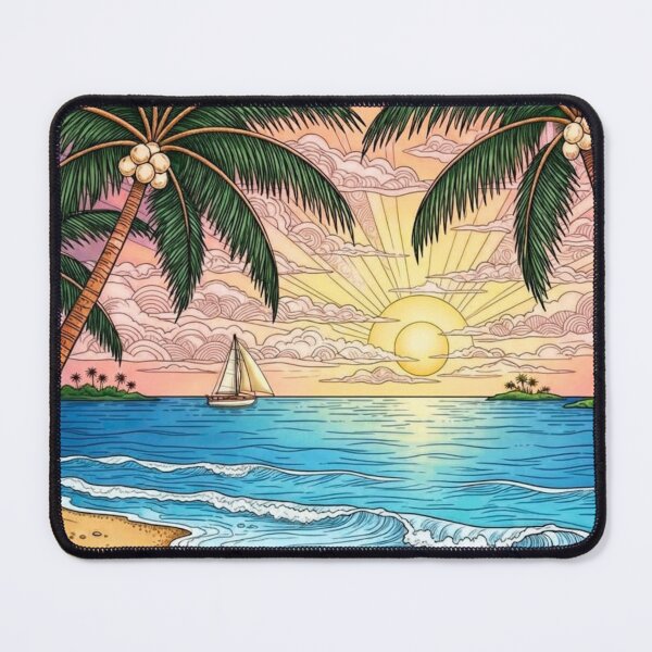 Item preview, Sunset Sail - Tropical Beach and Palm Tree Serenity designed and sold by ScenicRoute66.