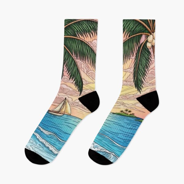 Item preview, Sunset Sail - Tropical Beach and Palm Tree Serenity designed and sold by ScenicRoute66.