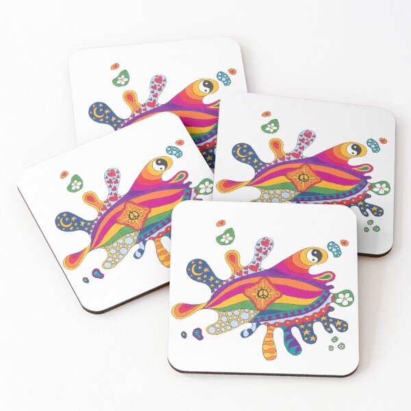 Item preview, Psychedelic Splat Art White– Retro Hippie Rainbow Groovy Peace Design designed and sold by Kellie Espie Art.