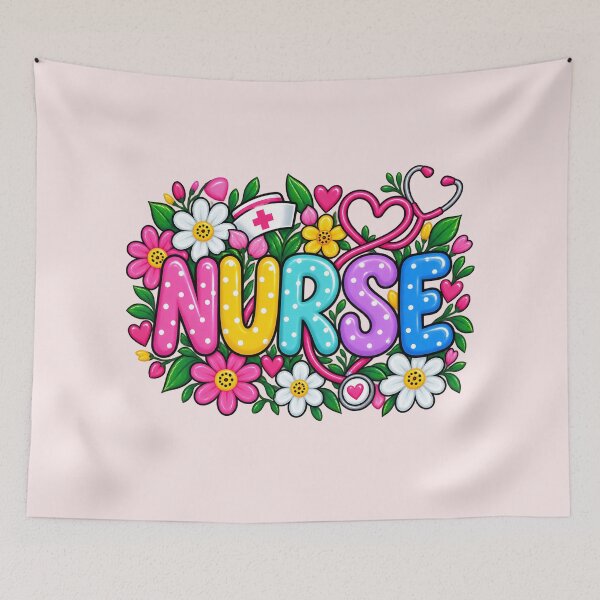 Item preview, Colorful Floral Nurse Typography Cute Nursing Flower Graphic designed and sold by CG Studio.