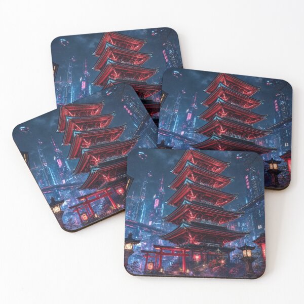 Item preview, Cyberpunk Pagoda Neo Tokyo Future City Art designed and sold by vekotpu.
