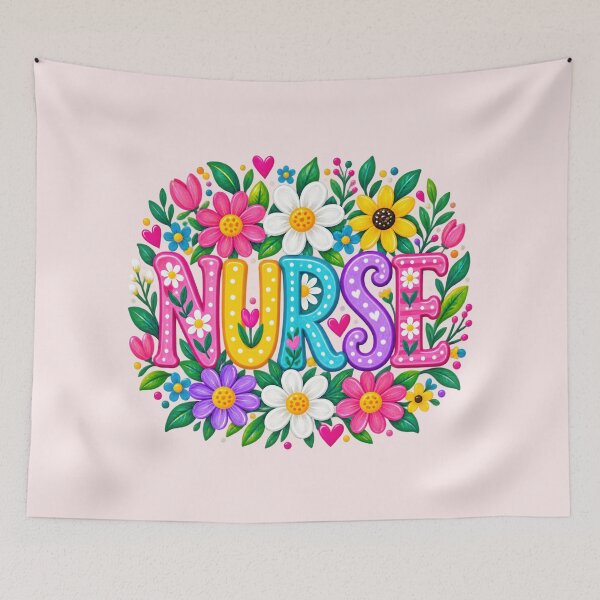 Item preview, Colorful Floral Nurse Typography Cute Nursing Flower Graphic designed and sold by CG Studio.