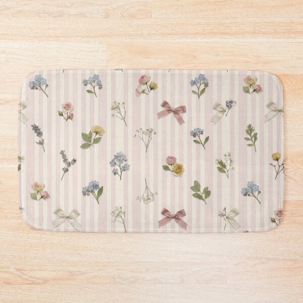 Item preview, Pressed Flowers and Bows Pink Stripe Pattern designed and sold by ITCHAWAWAA.