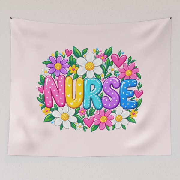 Item preview, Colorful Floral Nurse Typography Cute Nursing Flower Graphic designed and sold by CG Studio.