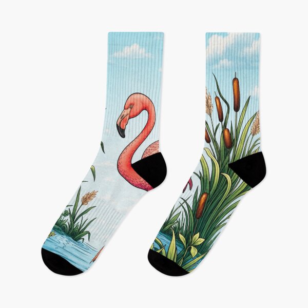 Item preview, Flamingo of Pink Perfection - Tropical Bird and Cattails Nature Art designed and sold by ScenicRoute66.