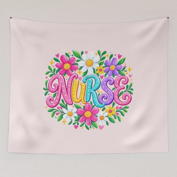 Item preview, Colorful Floral Nurse Typography Cute Nursing Flower Graphic designed and sold by CG Studio.