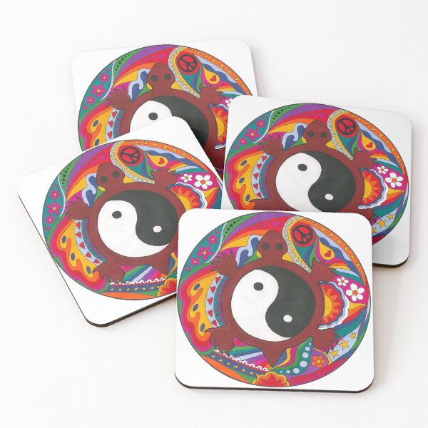 Item preview, Psychedelic Turtle Yin Yang Art White – Retro Hippie Rainbow Groovy Peace Design designed and sold by Kellie Espie Art.