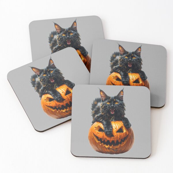 Item preview, Hissing Maine Coon with pumpkin for Halloween designed and sold by Mystic-Art-2.