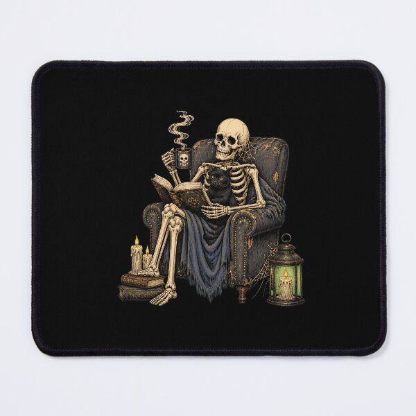 Item preview, Skeleton Reading Book Cat Coffee Mug Cozy Gothic Halloween designed and sold by felixpalette.