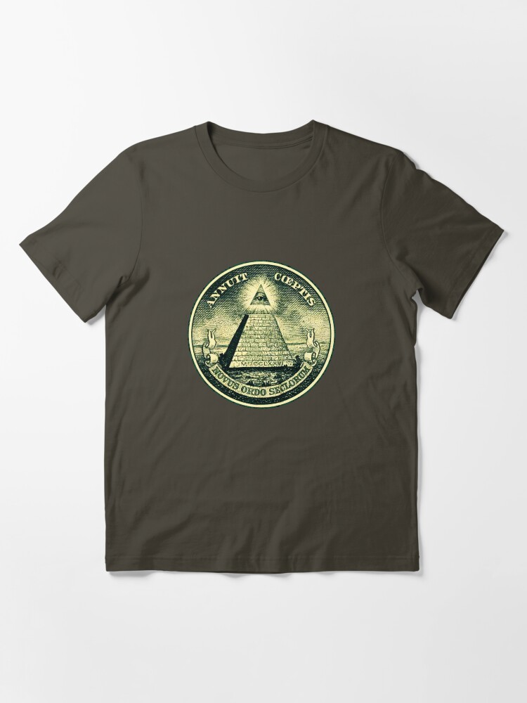 Alternate view of All seeing eye, pyramid, dollar, freemason, god Essential T-Shirt
